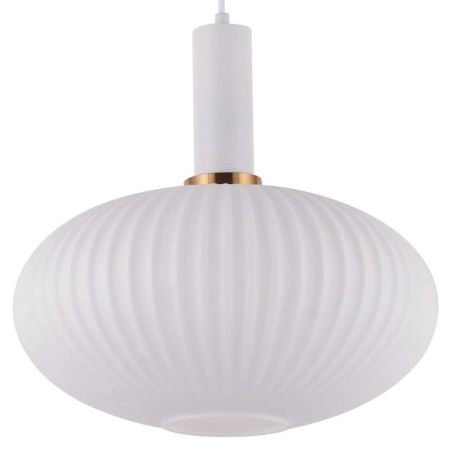 Industrialna biała lampa wisząca FLORI z nowoczesnym szklanym kloszem