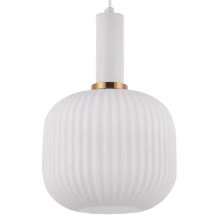 Biała szklana lampa GATO ze szklanym industrialnym kloszem