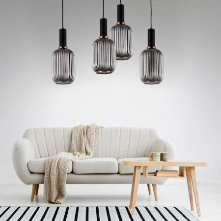 Szklana lampa wisząca RICO z dymionym kloszem w loftowym stylu