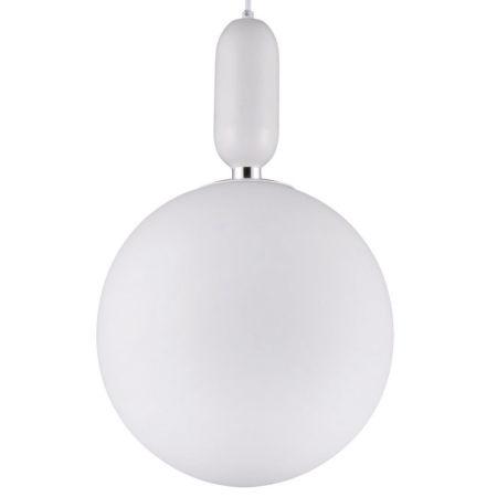 Biała lampa wisząca w kształcie kuli ORITO D30 ze szklanym kloszem