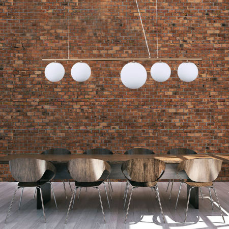 Wielopunktowa lampa wisząca na listwie BARISTICA W5 w kolorze mosiądzu z białymi kulami