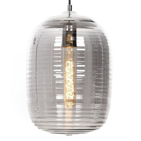 Nowoczesna, chromowana lampa wisząca MIRELLA, minimalistyczna, dymiony klosz