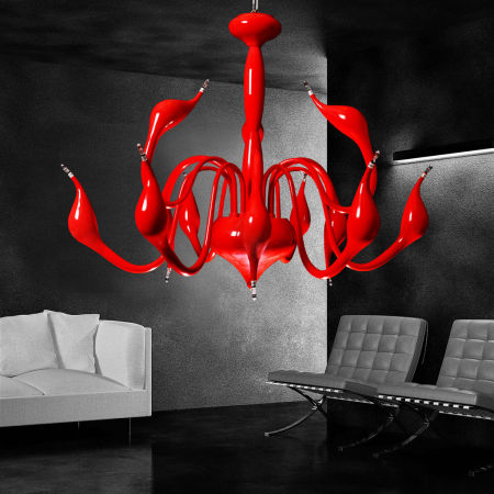 Żyrandol MAGICA W12 czerwony nowoczesny design