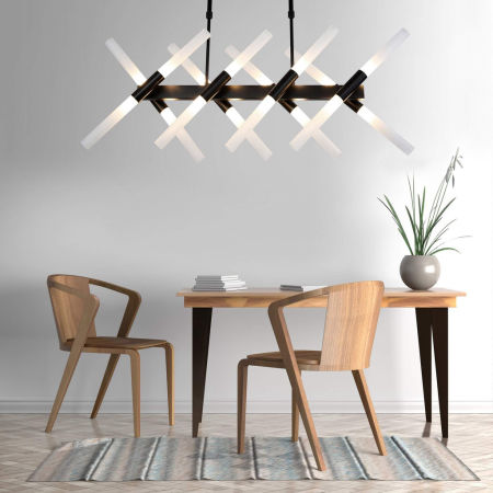 Czarno-biała, nowoczesna lampa wisząca ALFORD, geometryczna, białe, szklane klosze