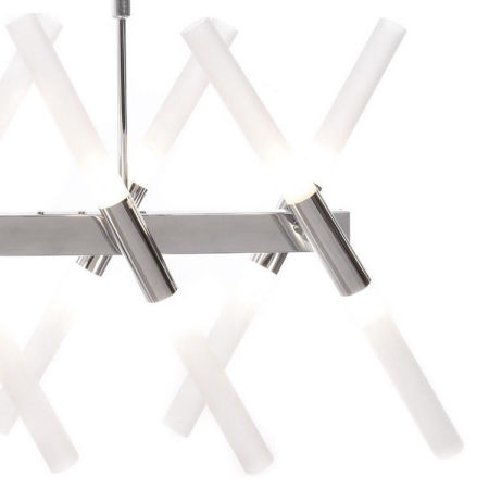 Chromowana lampa wisząca, nowoczesna ALFORD W20, białe klosze