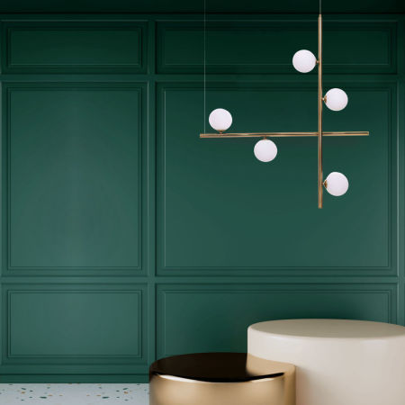 Designerska nowoczesna lampa wisząca RIANZA W5 w kolorze mosiądzu