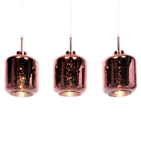 Potrójna lampa wisząca zwis ALACOSMO różowe złoto, rose gold, nowoczesna