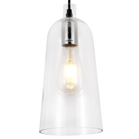 Skandynawska pionowa lampa wisząca NORDICA przezroczysta z chromowanymi elementami