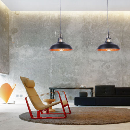 Metalowa loftowa lampa wisząca ZONDA czarna okrągła kopuła