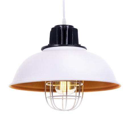 Metalowa biała lampa wisząca FUKO półokrągła regulowana loftowa