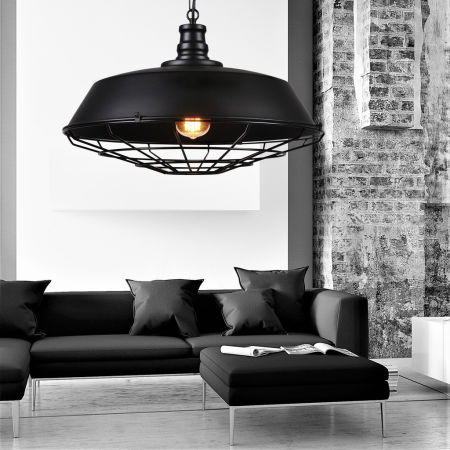 Czarna lampa wisząca loft ARIGIO industrialna metalowa, druciana kratka