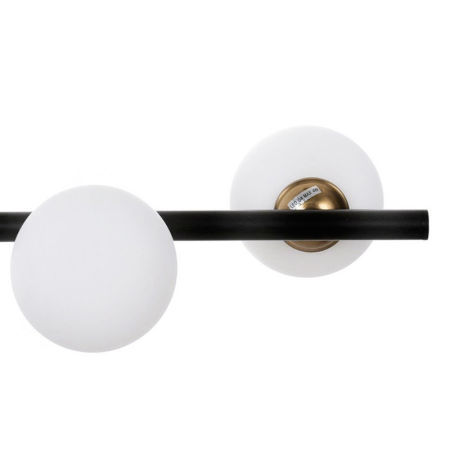 Czarno-złota, stylowa lampa wisząca TORICA W4, białe, szklane klosze