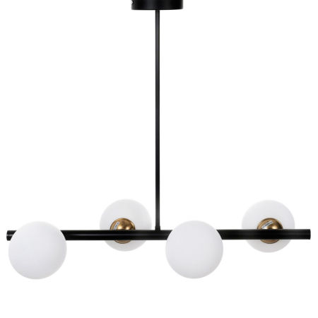 Czarno-złota, stylowa lampa wisząca TORICA W4, białe, szklane klosze