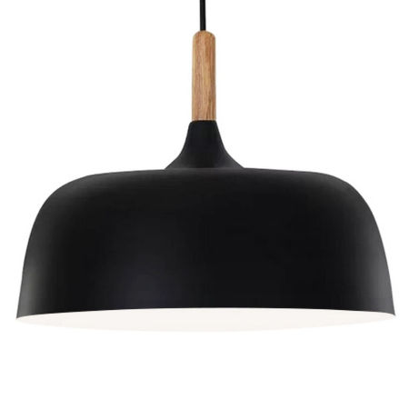 Elegancka lampa wisząca w kolorze czarnym BERSI D32, nordycka z drewnianym elementem