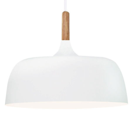 Minimalistyczna biała lampa wisząca BERSI D32 w nowoczesnym nordyckim stylu