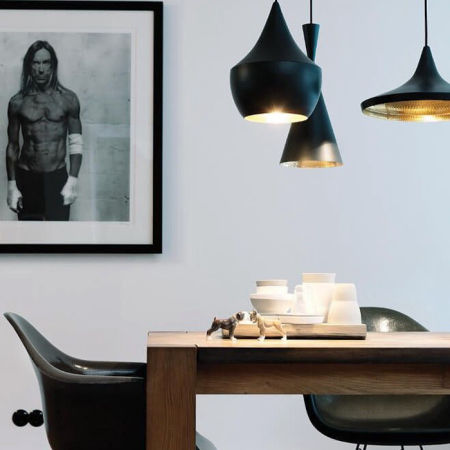 Elegancka nowoczesna lampa wisząca FOGGI W3 potrójna czarna metalowa, złote wnętrze