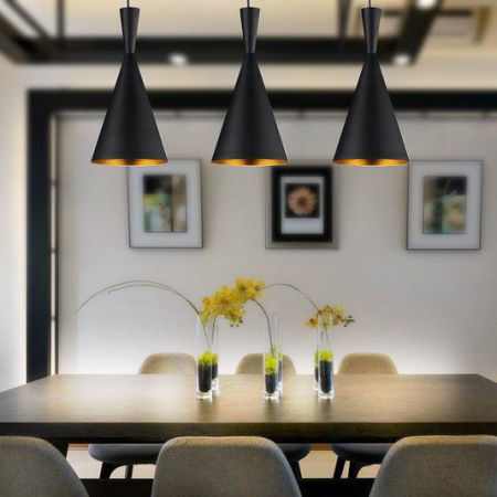 Czarna skandynawska lampa wisząca FOGGI 12A pionowa loftowa