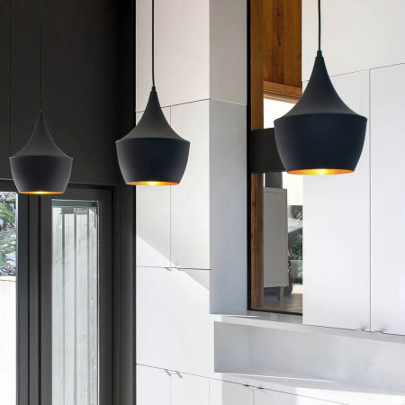 Loftowa lampa wisząca czarna, złota FOGGI 12B okrągła, zwis