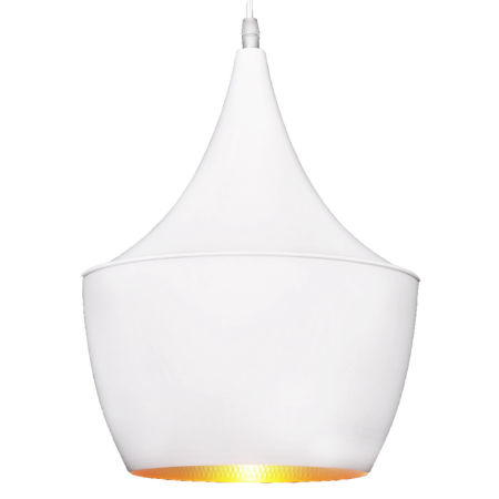 Designerska biała lampa FOGGI 12B okrągła industrialna, złoty środek, zwis