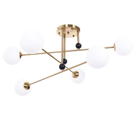 Nowoczesna lampa wisząca w kolorze mosiądzu BERSAGO W6 z okrągłymi kloszami