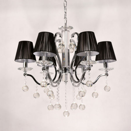 Żyrandol kryształowy BELLISICA czarny abażur, chrom