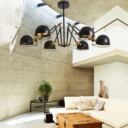 Metalowa czarna lampa wisząca VALMONTI W6 półokrągła kopuła loft