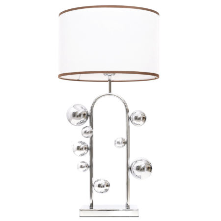 Lampa biało-chromowana w stylu glamour SELARI do gabinetu, do sypialni