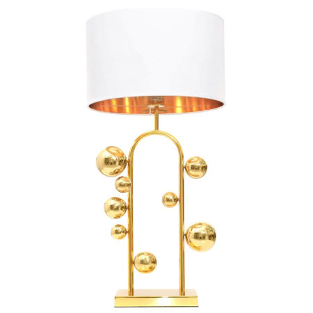 Elegancka, biało-złota lampa biurkowa, nocna SELARI