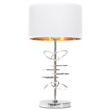 Ekskluzywna lampka nocna, biurkowa MILARI biało-chromowana