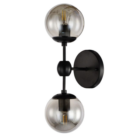 Podwójny czarny kinkiet ZODIAK W2 szklane klosze, nowoczesny design