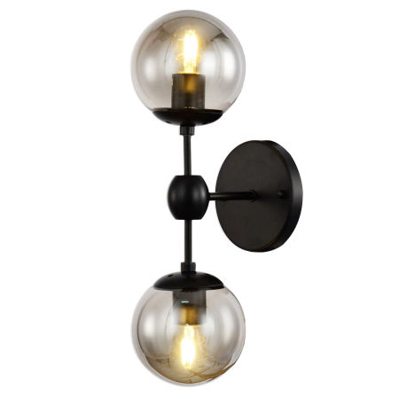 Podwójny czarny kinkiet ZODIAK W2 szklane klosze, nowoczesny design