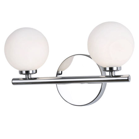 Podwójny chromowany kinkiet MARSIADA z białymi nowoczesnymi kloszami