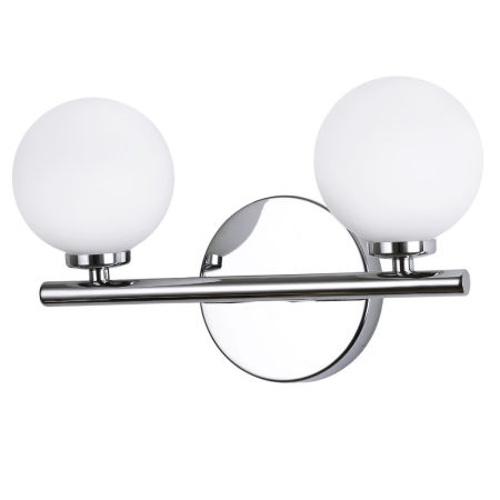 Podwójny chromowany kinkiet MARSIADA z białymi nowoczesnymi kloszami