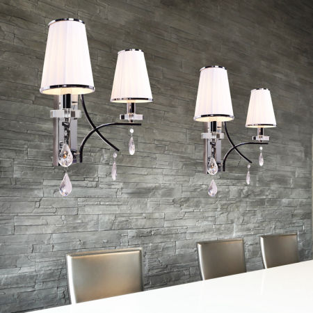 Elegancki biały kryształowy kinkiet GLAMOUR podwójny chromowany