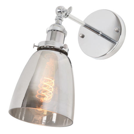 Nowoczesny kinkiet loftowy FABI W1 szklany klosz dymiony szary, chromowany metalowy