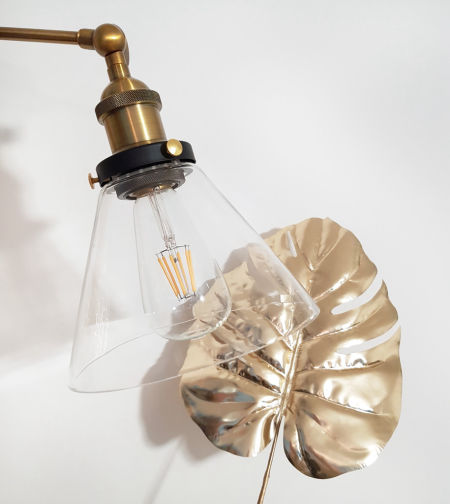 Kinkiet loftowy industrialny design NUBI szklana lampa na ścianę przezroczysta