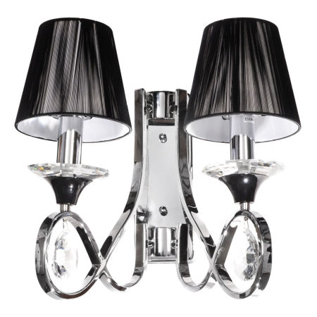 Kinkiet kryształowy czarny abażur NEGRIO W2 podwójny