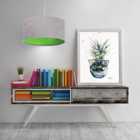 Modny plakat do domu akwarela PAN ANANAS zielono-żółty owoc roślina