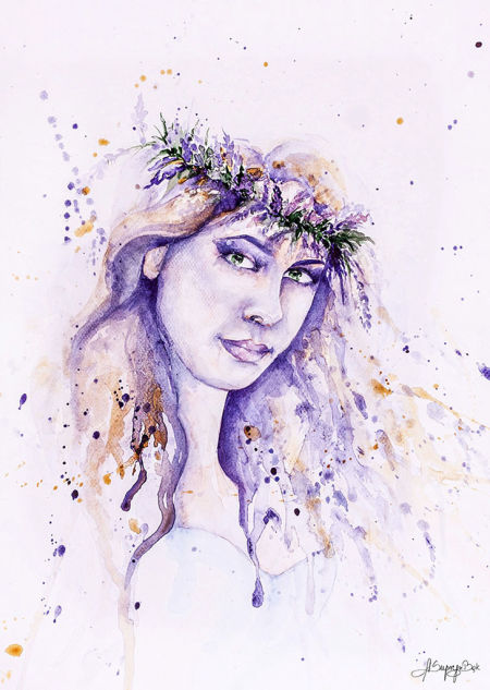 Plakat na ścianę WRZOSIEŃKA, dziewczyna, artystyczny, jesienny, akwarela