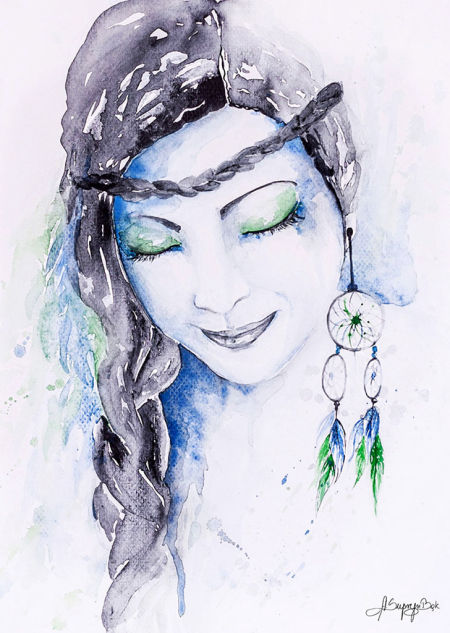 Plakat na ścianę Indianka ŁAPACZ SNÓW, artystyczny, akwarela