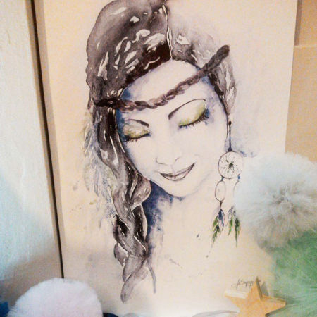 Plakat na ścianę Indianka ŁAPACZ SNÓW, artystyczny, akwarela