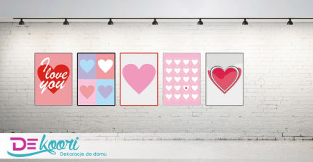 Plakat na ścianę SERDUSZKA, różowo-biały, nowoczesny