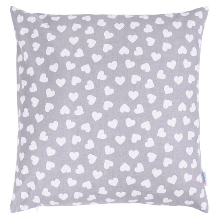 Szara poszewka na poduszkę w białe SERCA SERDUSZKA 2 cm dekoracyjna
