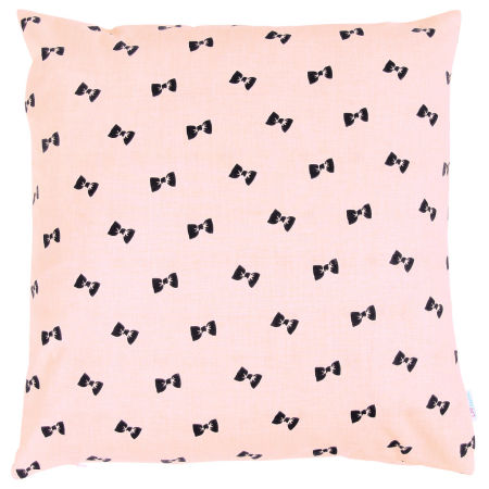 Morelowa poszewka w KOKARDKI czarne 2 cm, na poduszkę, jasiek 40x40