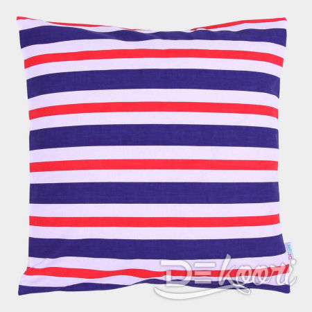 Poszewka w paski poziome biało-granatowo-czerwone, marynarska