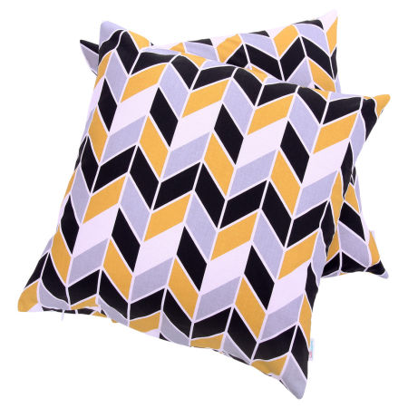 Nowoczesna poszewka na poduszkę w JODEŁKĘ czarno-biało-szaro-musztardowa