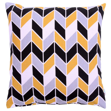 Nowoczesna poszewka na poduszkę w JODEŁKĘ czarno-biało-szaro-musztardowa