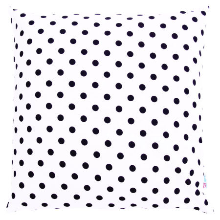 Biała poszewka na poduszkę dekoracyjną 40x40 w czarne kropki, groszki 1 cm