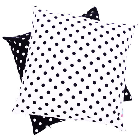 Biała poszewka na poduszkę dekoracyjną 40x40 w czarne kropki, groszki 1 cm