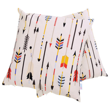 Poszewka na poduszkę kolorowe STRZAŁKI INDIAŃSKIE na tle ecru